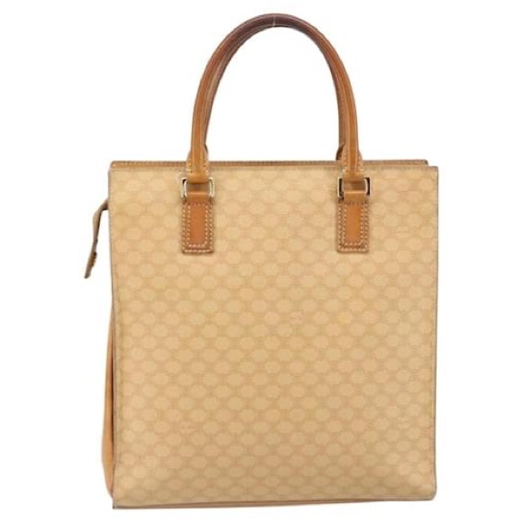 CELINE Macadam Canvas Hand Bag PVC Beige Gold Tote with COA! - Picture 4 of 10